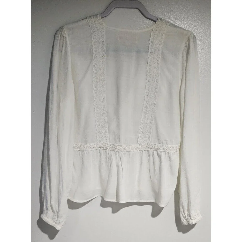 Idyllwind Miranda Lambert Cherry Street Top Womens Size M White V-Neck Lace - Picture 3 of 8